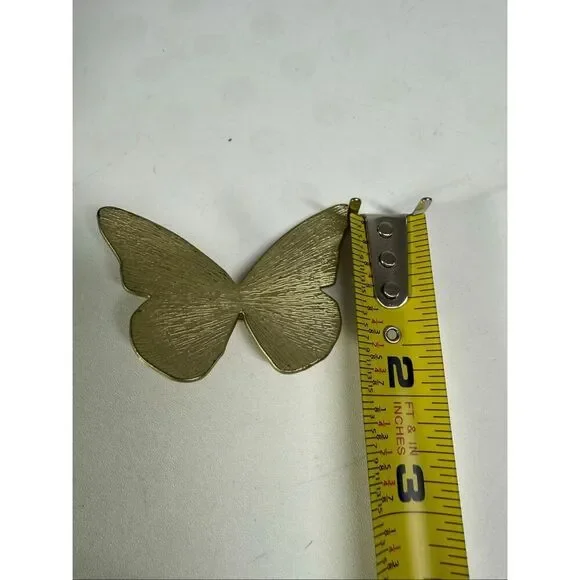 Vintage Neiman Marcus Gold Tone Butterfly Brooch Scarf Clip - Picture 4 of 6